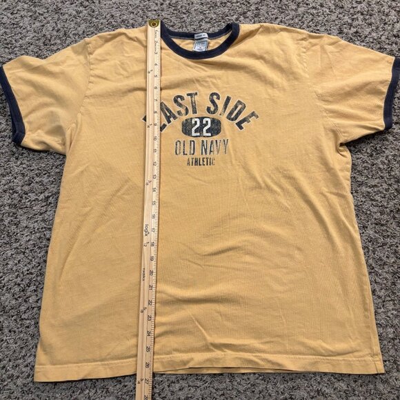 Old Navy East Side 22 Athletic Vintage Fit T-Shirt XL Yellow & Navy Cotton Mens - Picture 4 of 5